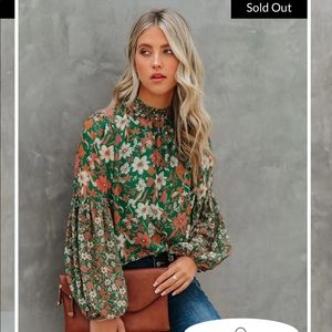 Vici Evander Floral Balloon Sleeve Blouse